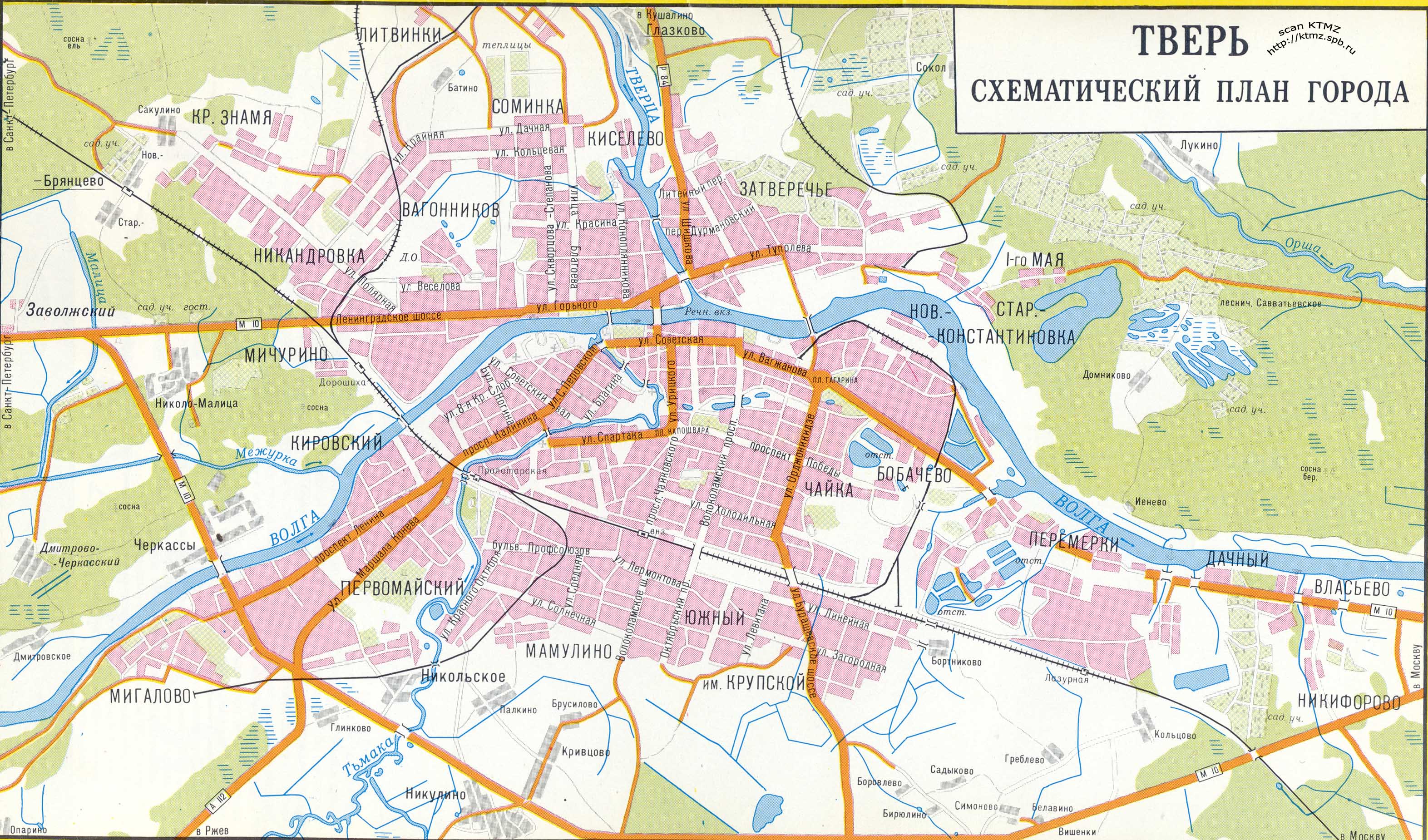 Карта-схема города Тверь